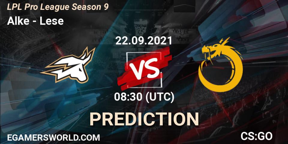 Prognose für das Spiel Alke VS Lese. 22.09.2021 at 08:30. Counter-Strike (CS2) - LPL Pro League 2021 Season 3
