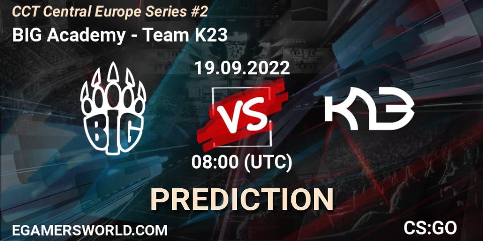 Prognose für das Spiel BIG Academy VS Team K23. 19.09.2022 at 08:00. Counter-Strike (CS2) - CCT Central Europe Series #2