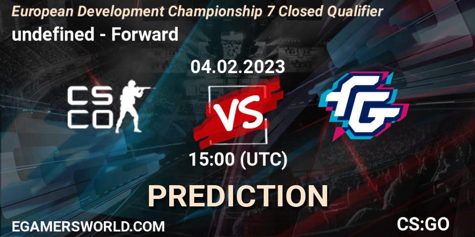 Prognose für das Spiel undefined VS Forward. 04.02.23. CS2 (CS:GO) - European Development Championship 7 Closed Qualifier