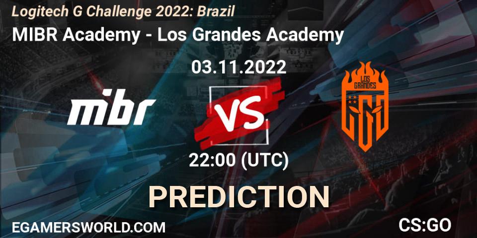Prognose für das Spiel MIBR Academy VS Los Grandes Academy. 03.11.2022 at 22:00. Counter-Strike (CS2) - Logitech G Challenge 2022: Brazil