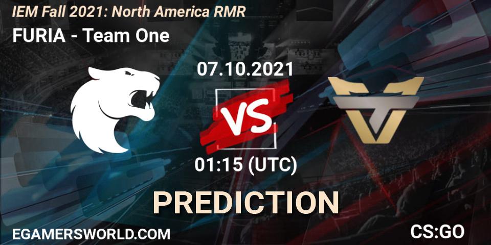 Prognose für das Spiel FURIA VS Team One. 07.10.21. CS2 (CS:GO) - IEM Fall 2021: North America RMR