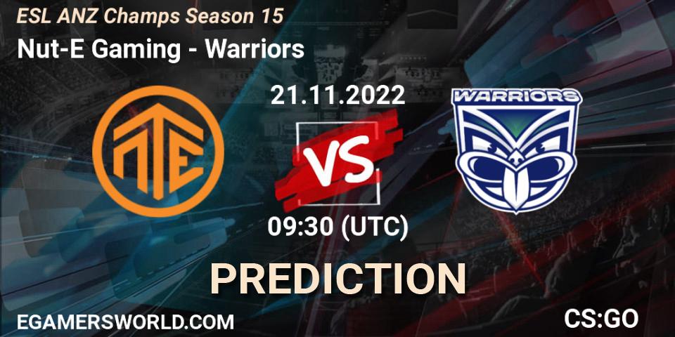 Prognose für das Spiel Nut-E Gaming VS Warriors. 21.11.22. CS2 (CS:GO) - ESL ANZ Champs Season 15
