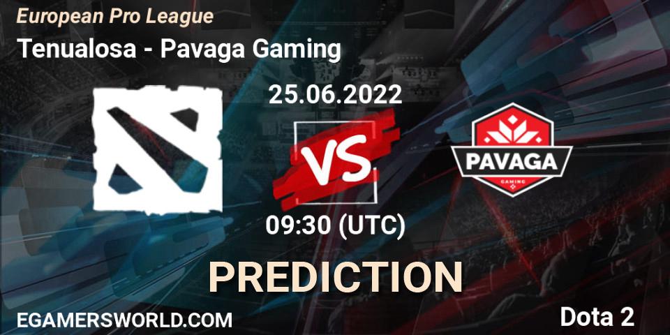 Prognose für das Spiel Tenualosa VS Pavaga Gaming. 25.06.22. Dota 2 - European Pro League