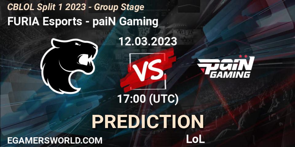Prognose für das Spiel FURIA Esports VS paiN Gaming. 12.03.23. LoL - CBLOL Split 1 2023 - Group Stage