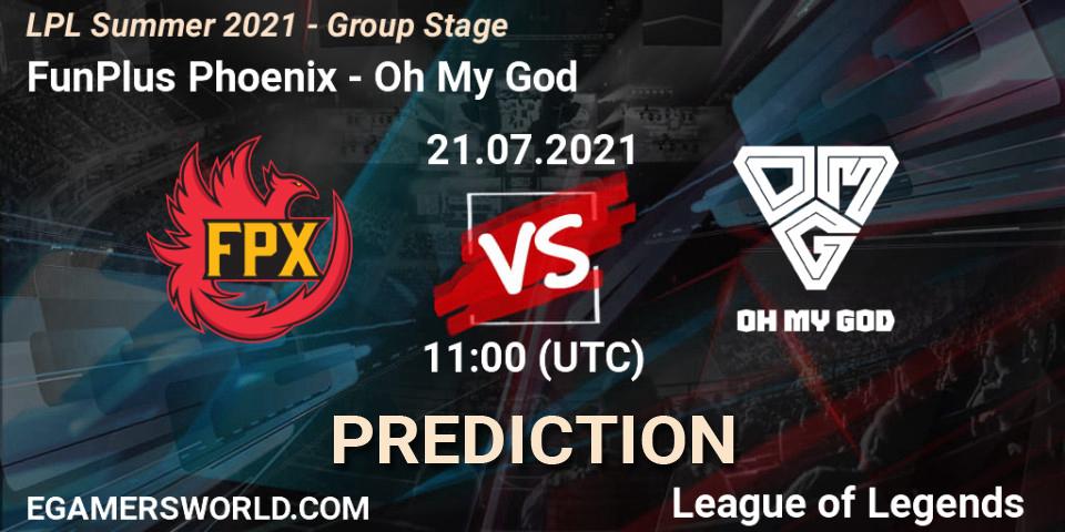 Prognose für das Spiel FunPlus Phoenix VS Oh My God. 21.07.21. LoL - LPL Summer 2021 - Group Stage