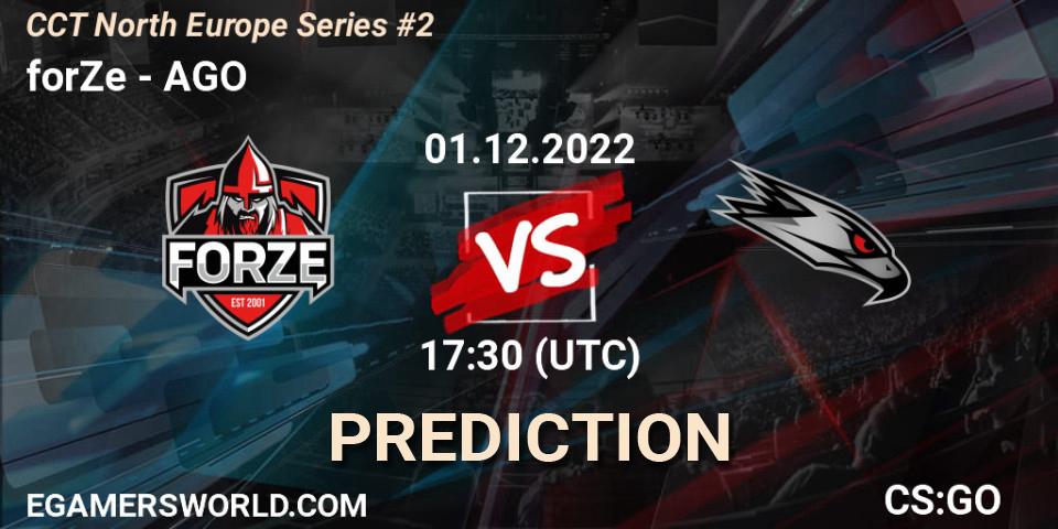 Prognose für das Spiel forZe VS AGO. 01.12.22. CS2 (CS:GO) - CCT North Europe Series #2