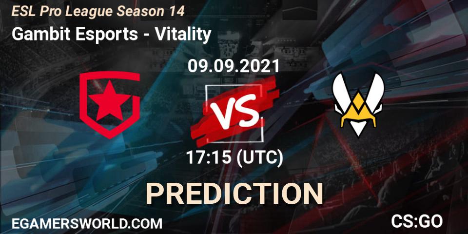 Prognose für das Spiel Gambit Esports VS Vitality. 09.09.21. CS2 (CS:GO) - ESL Pro League Season 14