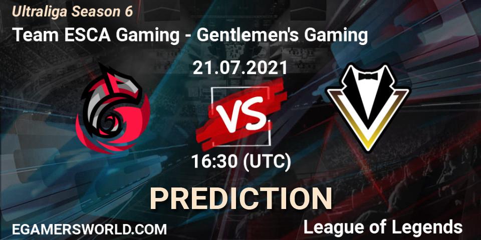 Prognose für das Spiel Team ESCA Gaming VS Gentlemen's Gaming. 29.06.2021 at 15:30. LoL - Ultraliga Season 6