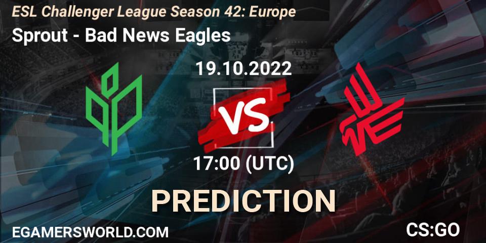 Prognose für das Spiel Sprout VS Bad News Eagles. 19.10.2022 at 17:00. Counter-Strike (CS2) - ESL Challenger League Season 42: Europe
