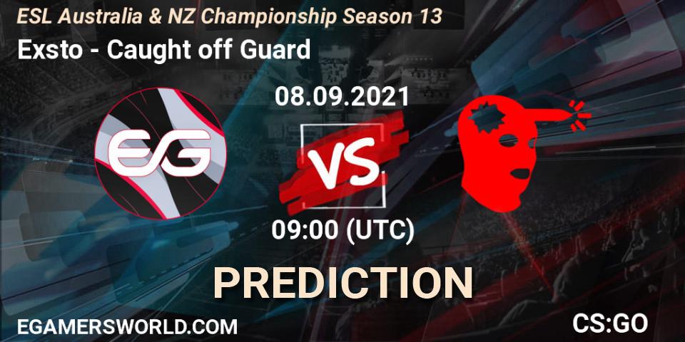 Prognose für das Spiel Exsto VS Caught off Guard. 08.09.21. CS2 (CS:GO) - ESL Australia & NZ Championship Season 13