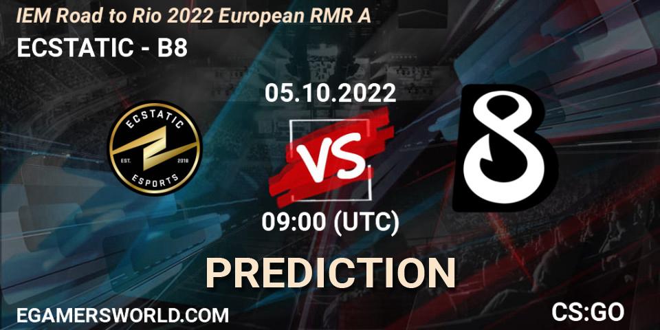 Prognose für das Spiel ECSTATIC VS B8. 05.10.22. CS2 (CS:GO) - IEM Road to Rio 2022 European RMR A