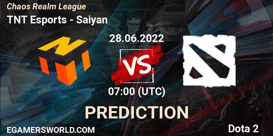 Prognose für das Spiel TNT Esports VS Saiyan. 28.06.2022 at 07:28. Dota 2 - Chaos Realm League 