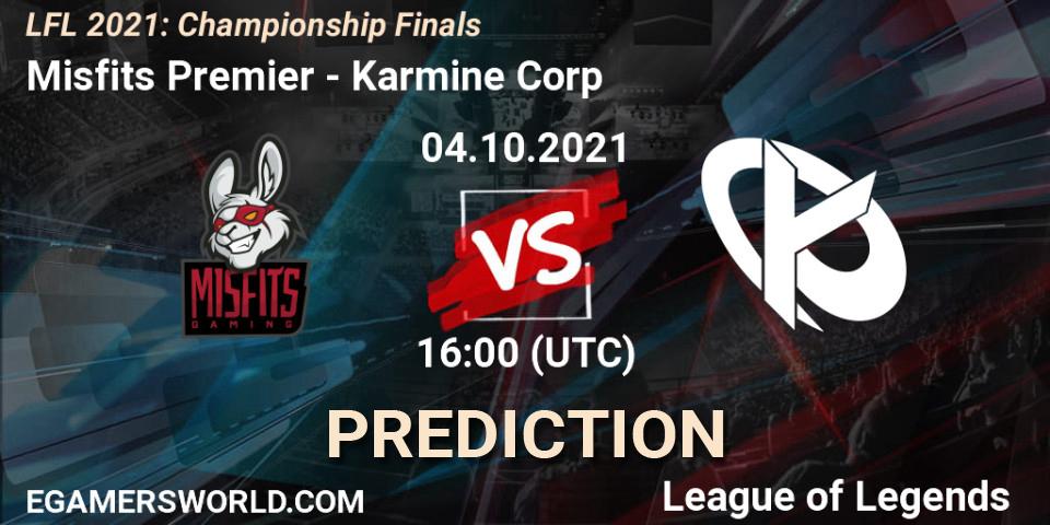Prognose für das Spiel Misfits Premier VS Karmine Corp. 04.10.2021 at 16:00. LoL - LFL 2021: Championship Finals