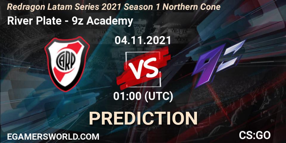 Prognose für das Spiel River Plate VS 9z Academy. 04.11.2021 at 01:40. Counter-Strike (CS2) - Redragon Latam Series 2021 Season 1 Northern Cone