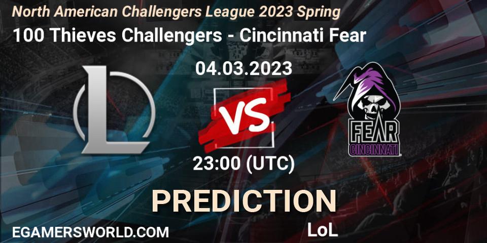 Prognose für das Spiel 100 Thieves Challengers VS Cincinnati Fear. 04.03.23. LoL - NACL 2023 Spring - Group Stage