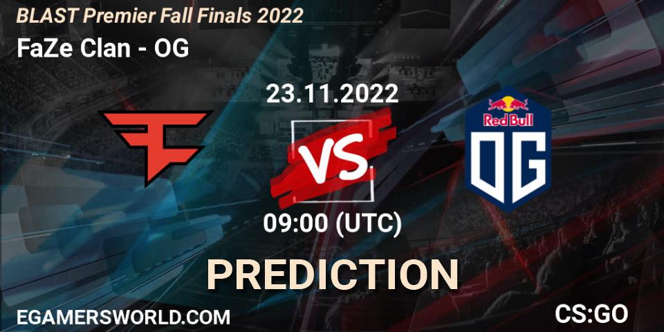 Prognose für das Spiel FaZe Clan VS OG. 23.11.2022 at 09:00. Counter-Strike (CS2) - BLAST Premier Fall Finals 2022