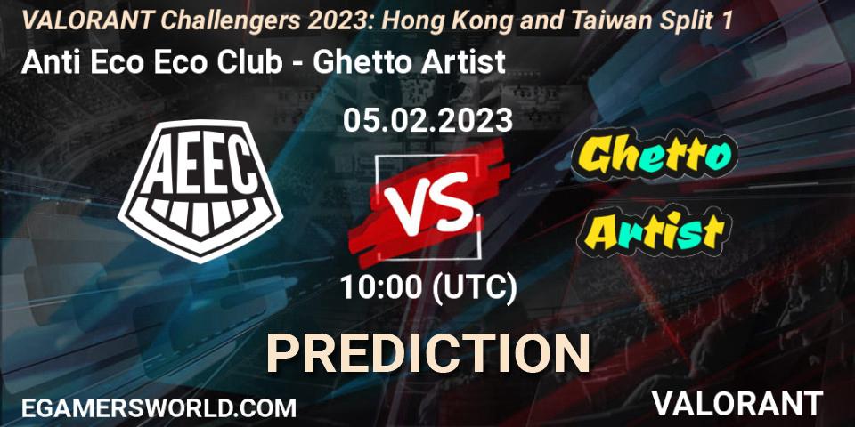 Prognose für das Spiel Anti Eco Eco Club VS Ghetto Artist. 05.02.23. VALORANT - VALORANT Challengers 2023: Hong Kong and Taiwan Split 1