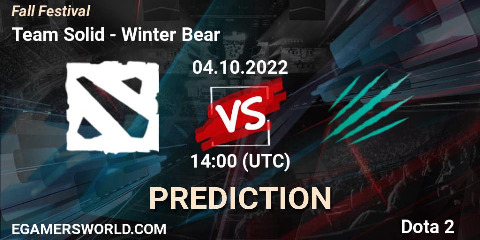 Prognose für das Spiel Team Solid VS Winter Bear. 04.10.2022 at 14:00. Dota 2 - Fall Festival