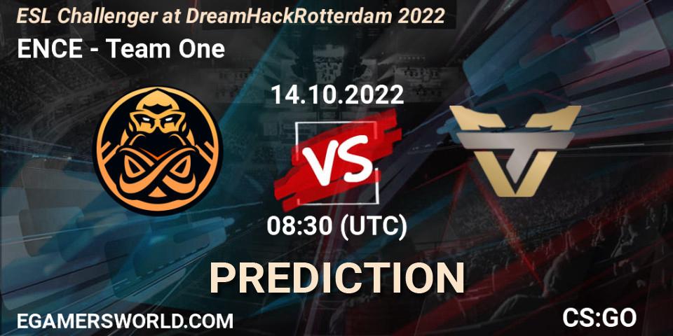 Prognose für das Spiel ENCE VS Team One. 14.10.2022 at 08:30. Counter-Strike (CS2) - ESL Challenger at DreamHack Rotterdam 2022