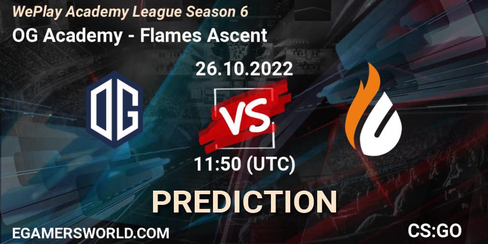 Prognose für das Spiel OG Academy VS Flames Ascent. 26.10.2022 at 11:50. Counter-Strike (CS2) - WePlay Academy League Season 6