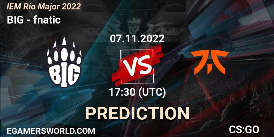 Prognose für das Spiel BIG VS fnatic. 07.11.22. CS2 (CS:GO) - IEM Rio Major 2022