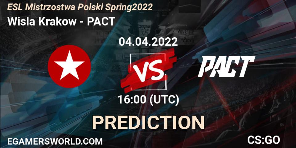 Prognose für das Spiel Wisla Krakow VS PACT. 04.04.2022 at 16:00. Counter-Strike (CS2) - ESL Mistrzostwa Polski Spring 2022