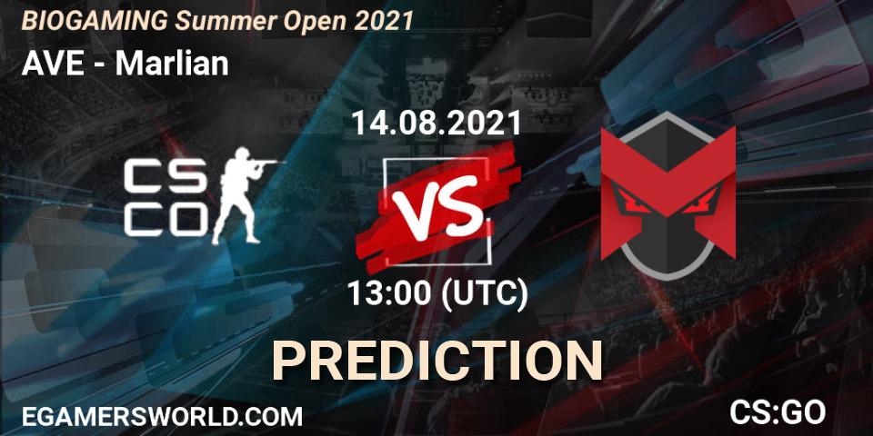 Prognose für das Spiel AVE VS Marlian. 14.08.2021 at 13:30. Counter-Strike (CS2) - BIOGAMING Summer Open 2021