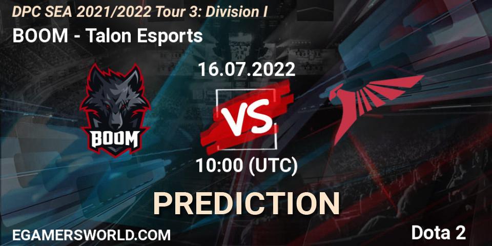 Prognose für das Spiel BOOM VS Talon Esports. 16.07.22. Dota 2 - DPC SEA 2021/2022 Tour 3: Division I