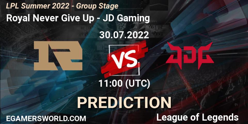 Prognose für das Spiel Royal Never Give Up VS JD Gaming. 30.07.22. LoL - LPL Summer 2022 - Group Stage