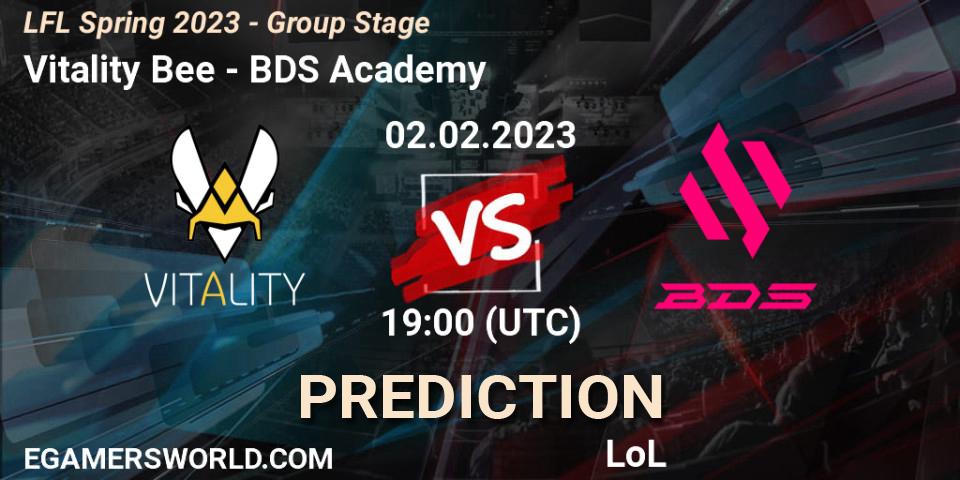 Prognose für das Spiel Vitality Bee VS BDS Academy. 02.02.2023 at 19:00. LoL - LFL Spring 2023 - Group Stage
