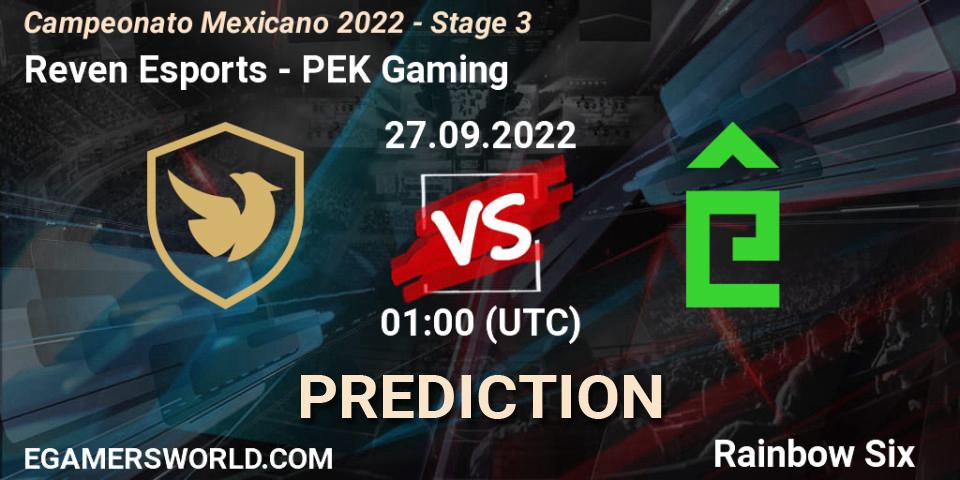 Prognose für das Spiel Reven Esports VS PÊEK Gaming. 27.09.2022 at 01:00. Rainbow Six - Campeonato Mexicano 2022 - Stage 3