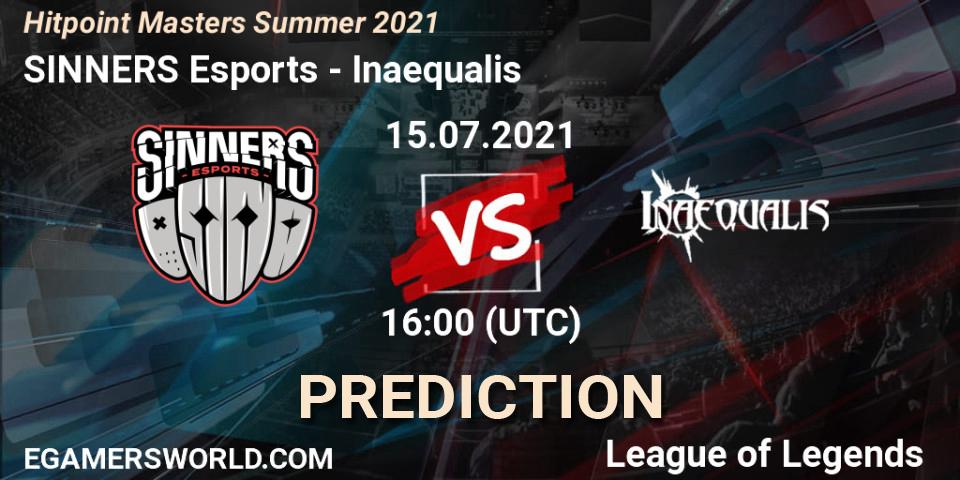 Prognose für das Spiel SINNERS Esports VS Inaequalis. 15.07.2021 at 16:00. LoL - Hitpoint Masters Summer 2021