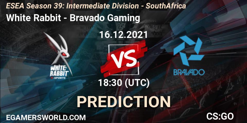 Prognose für das Spiel White Rabbit VS Bravado Gaming. 16.12.21. CS2 (CS:GO) - ESEA Season 39: Intermediate Division - South Africa