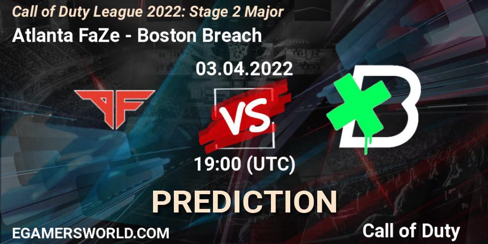 Prognose für das Spiel Atlanta FaZe VS Boston Breach. 03.04.22. Call of Duty - Call of Duty League 2022: Stage 2 Major