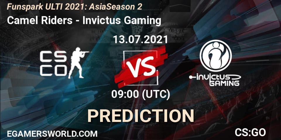 Prognose für das Spiel Camel Riders VS Invictus Gaming. 13.07.2021 at 10:00. Counter-Strike (CS2) - Funspark ULTI 2021: Asia Season 2