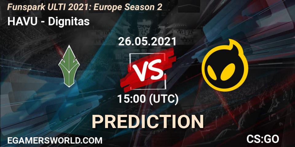 Prognose für das Spiel HAVU VS Dignitas. 26.05.2021 at 17:10. Counter-Strike (CS2) - Funspark ULTI 2021: Europe Season 2