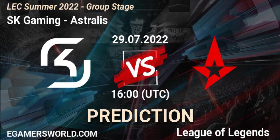 Prognose für das Spiel SK Gaming VS Astralis. 29.07.2022 at 16:00. LoL - LEC Summer 2022 - Group Stage