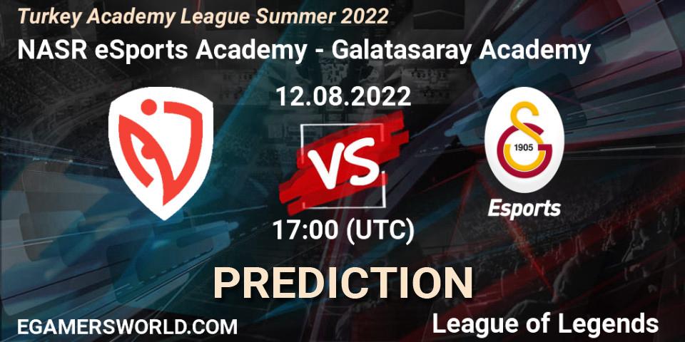 Prognose für das Spiel NASR eSports Academy VS Galatasaray Academy. 12.08.22. LoL - Turkey Academy League Summer 2022