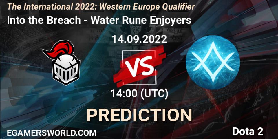 Prognose für das Spiel Into the Breach VS Water Rune Enjoyers. 14.09.2022 at 15:30. Dota 2 - The International 2022: Western Europe Qualifier