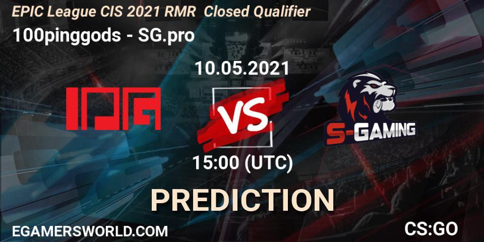 Prognose für das Spiel 100pinggods VS SG.pro. 10.05.2021 at 15:00. Counter-Strike (CS2) - EPIC League CIS 2021 RMR Closed Qualifier