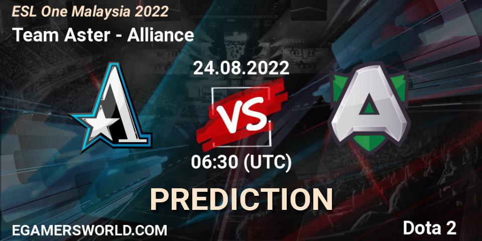 Prognose für das Spiel Team Aster VS Alliance. 24.08.22. Dota 2 - ESL One Malaysia 2022