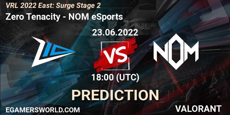 Prognose für das Spiel Zero Tenacity VS NOM eSports. 23.06.2022 at 18:45. VALORANT - VRL 2022 East: Surge Stage 2