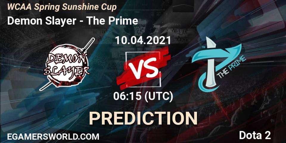 Prognose für das Spiel Demon Slayer VS The Prime. 10.04.2021 at 06:53. Dota 2 - WCAA Spring Sunshine Cup