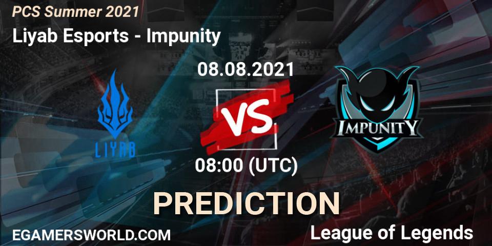 Prognose für das Spiel Liyab Esports VS Impunity. 08.08.21. LoL - PCS Summer 2021