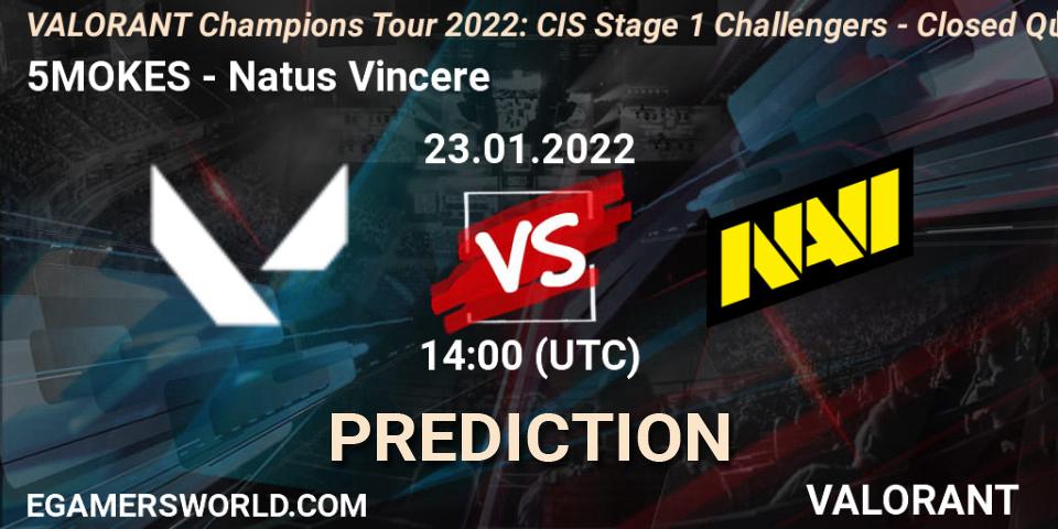 Prognose für das Spiel 5MOKES VS Natus Vincere. 23.01.2022 at 14:00. VALORANT - VCT 2022: CIS Stage 1 Challengers - Closed Qualifier 2