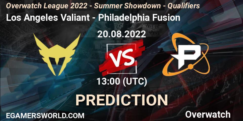 Prognose für das Spiel Los Angeles Valiant VS Philadelphia Fusion. 20.08.22. Overwatch - Overwatch League 2022 - Summer Showdown - Qualifiers