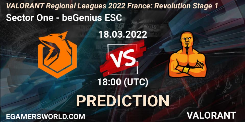 Prognose für das Spiel Sector One VS beGenius ESC. 18.03.2022 at 18:00. VALORANT - VALORANT Regional Leagues 2022 France: Revolution Stage 1