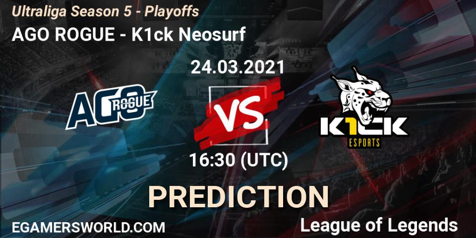 Prognose für das Spiel AGO ROGUE VS K1ck Neosurf. 24.03.2021 at 16:30. LoL - Ultraliga Season 5 - Playoffs