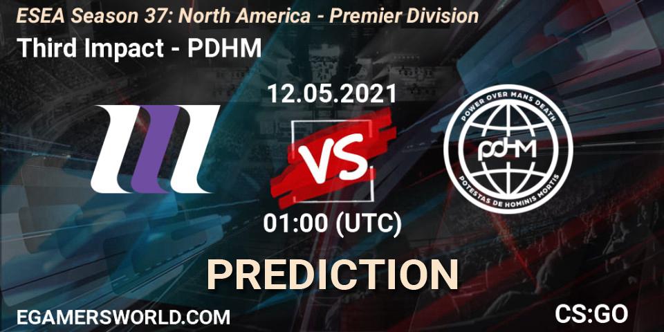 Prognose für das Spiel Third Impact VS PDHM. 12.05.2021 at 01:00. Counter-Strike (CS2) - ESEA Season 37: North America - Premier Division
