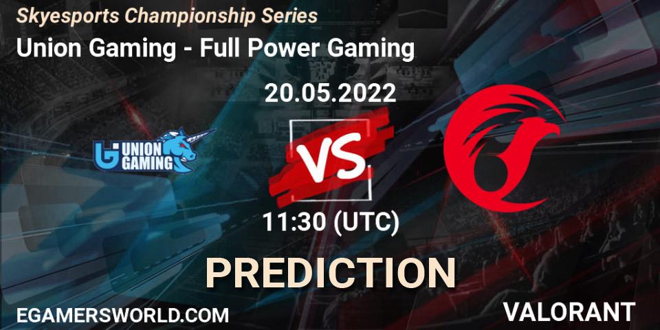 Prognose für das Spiel Union Gaming VS Full Power Gaming. 20.05.2022 at 14:30. VALORANT - Skyesports Championship Series